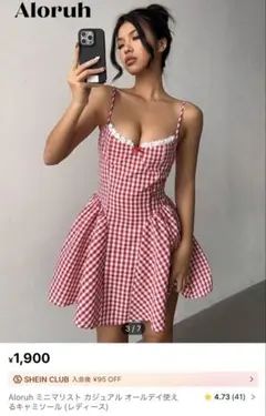 SHEIN ギンガムチェック ミニワンピース