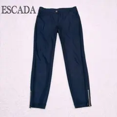 【エスカーダ ESCADA】ストレッチパンツ ネイビー 裾ジップ 金 36のサムネイル