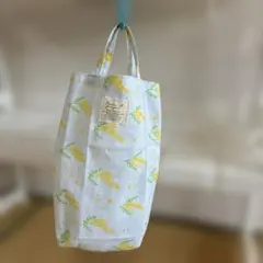 ハンドメイド レジ袋ストッカー レジ袋収納 北欧花柄ミントグリーン