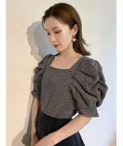 SNIDEL パフスリーブストライプトップス ONE SIZEのサムネイル
