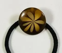 イタリア製レトロなボタン　お花模様のヘアゴム♡