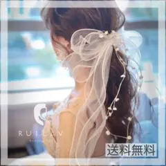 ウエディング ブライダル ヘアアクセサリー 結婚式　花嫁　リボン　バレッタ