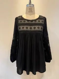 [新品未使用]ne Quittez pas コットンボイル レースブラウス