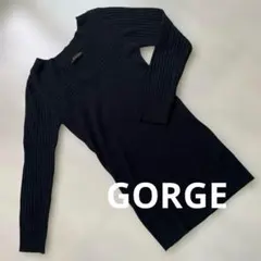 GORGE リブ編みVネック長袖ニット チュニックのサムネイル