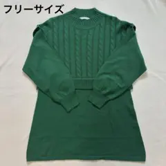 レディース　ニット　ワンピース　グリーン　フリーサイズ