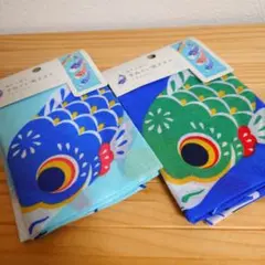 手ぬぐい風タオル 端午の節句 こいのぼり柄2色セットのサムネイル
