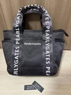 PEARLY GATES ストライプミニバッグ　カートバッグ　ブラック×ホワイト PEARLY GATES ストライプミニバッグ カートバッグ ブラック×ホワイト