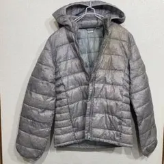 GAPキッズ 中綿ジャケット160cm フード着脱式 グレー　キラキラ素材