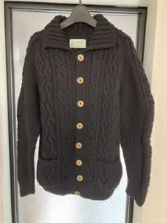 インバーアラン 3A ランバー カーディガン スコットランド製 ブラック