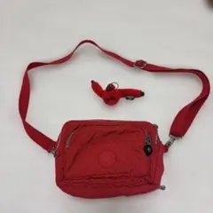 Kipling ショルダーバッグ レッド　　ウエストポーチにもなる2ウェイのサムネイル