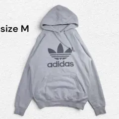 adidas アディダス トレフォイル ビッグロゴ パーカー グレー M