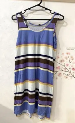 UNIQLO ノースリーブ マルチボーダー柄　チュニック　ワンピースのサムネイル