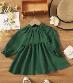 グリーン 長袖 フリル ワンピース【1／15値下げ】