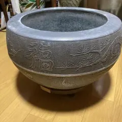 古い桐の火鉢 草花金蒔絵 時代家具 民具 骨董 インテリア アンティーク