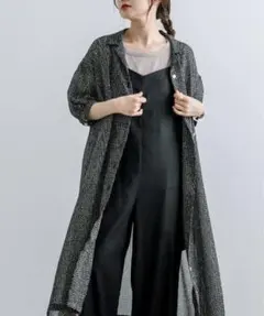 Du noir ドット柄 シアーシャツワンピース