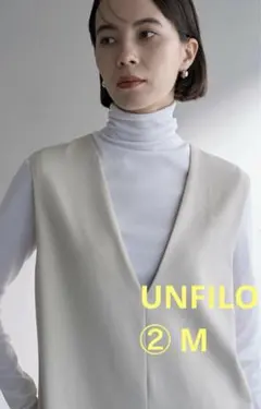 ②UNFILO コットンカシミヤタートルネックカットソー 白 M