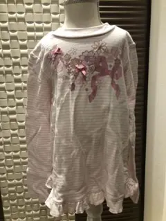 美品⭐︎メゾピアノリボン柄　ロングTシャツ140センチ