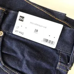 新品 GU ストレッチスリムジーンズ 28 股下74cm補正あり 69ネイビーのサムネイル
