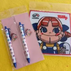 不二家 ペコちゃん ボールペン タオルハンカチ セット