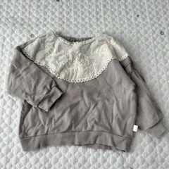 【8014】テータテート　襟レース　裏毛長袖カットソー　90cm お花