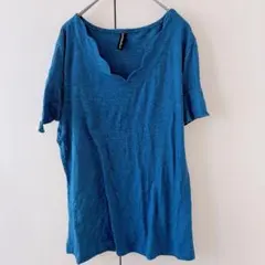 Tシャツ 【M】 半袖 青 ブルー レディース トップス カットソー 古着 無地