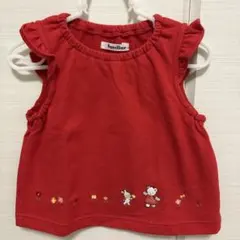 familiar フリル付きレッドTシャツ