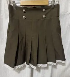 NICE CLAUP プリーツスカート レース付き ブラウン