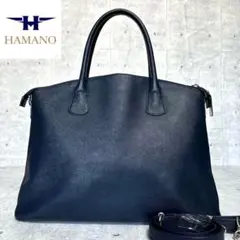 HAMANO 濱野皮革工藝 サフィアーノ レザー ネイビー 2WAYハンドバッグ