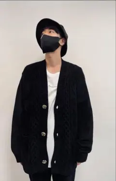 ABYTS 佐藤健　ケーブルニットカーディガン　サイズ3 ブラック