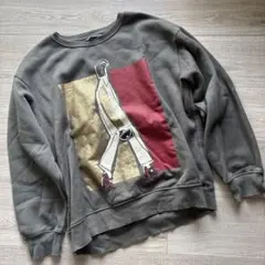 ZARA アートプリント スウェット S グレー 裏起毛