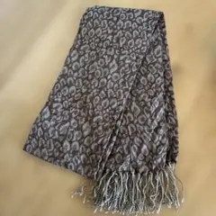 ストール レオパード柄 ヒョウ柄 フリンジ ブラウン 大判