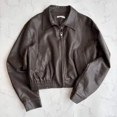 フェイクレザージャケット ライダース ブルゾン 【F】　ブラウン 茶　ショート丈のサムネイル
