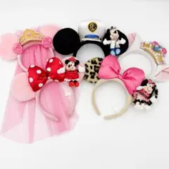 希少 ヒョウ柄ミニーぬいぐるみ！ Disney カチューシャ 5点セット レトロ