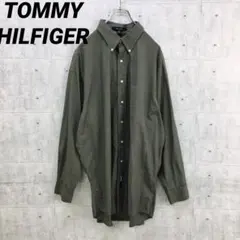 x0474 トミーヒルフィガー 長袖シャツ 茶色チェック XL相当