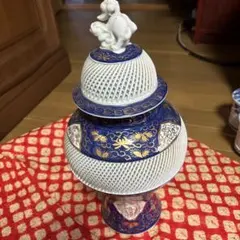 長崎 平戸三川内焼 白磁透かし彫り香炉 三川内竹林作 （未使用品