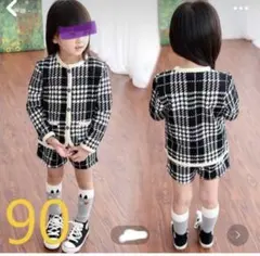 90 上下セットアップ フォーマル チェック柄 ショートパンツ 2点