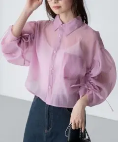 【商品番号10】袖シャーリングシアーシャツ