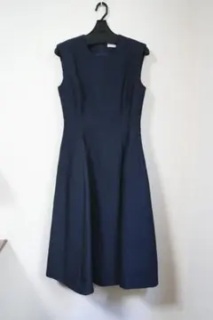 美品】ブルーレーベルクレストブリッジ ニットワンピース 38 紺 ベルト