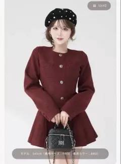 ダーリッチ DarichボックスプリーツツイードミニワンピースFL