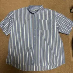 WEGO 半袖シャツ L 青白ストライプ