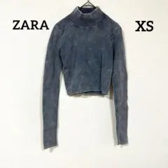ZARA デニム風タートルネック クロップド丈トップス XS