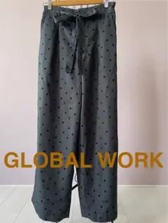 GLOBAL WORK グローバルワーク ドット柄 ワイドパンツ グレー M