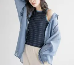 LOWRYSFARM シアーシャツLS ロング ブルー