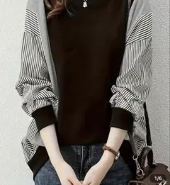 パネルデザイン バルーンスリーブ 長袖トップス