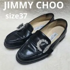 ジミーチュウ ローファー CHERI LOAFER ビジュー レザー 黒