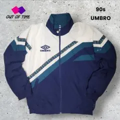 90s UMBROアンブロ ナイロンジャケット刺繍ロゴ ネイビーマルチカラー