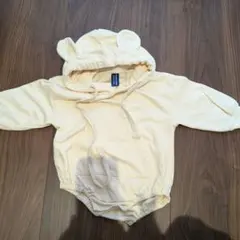 フリース くまフード付き トレーナー 70cm クリーム色 タイツつき