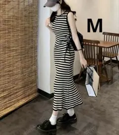 SHEIN ボーダーワンピース　ノースリーブ　ニットワンピース