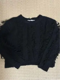 RAY CASSIN FAVORI ブラックフリンジニット