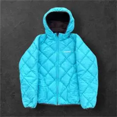 mont-bell ダウンジャケット キルティング　リバーシブル 水色/茶色